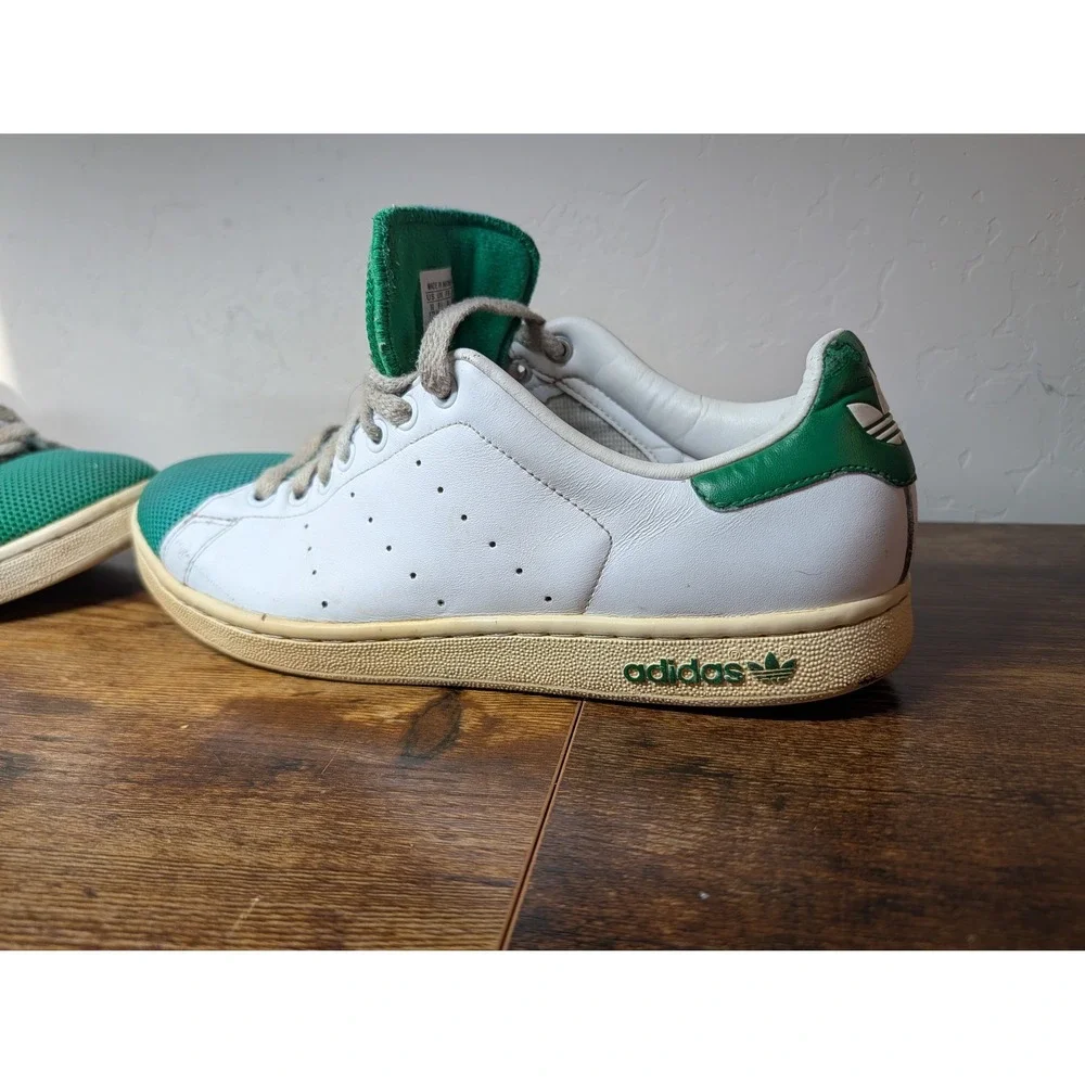 Adidas Stan Smith White Green Mesh Toe Low Top Sneakers Mens 10